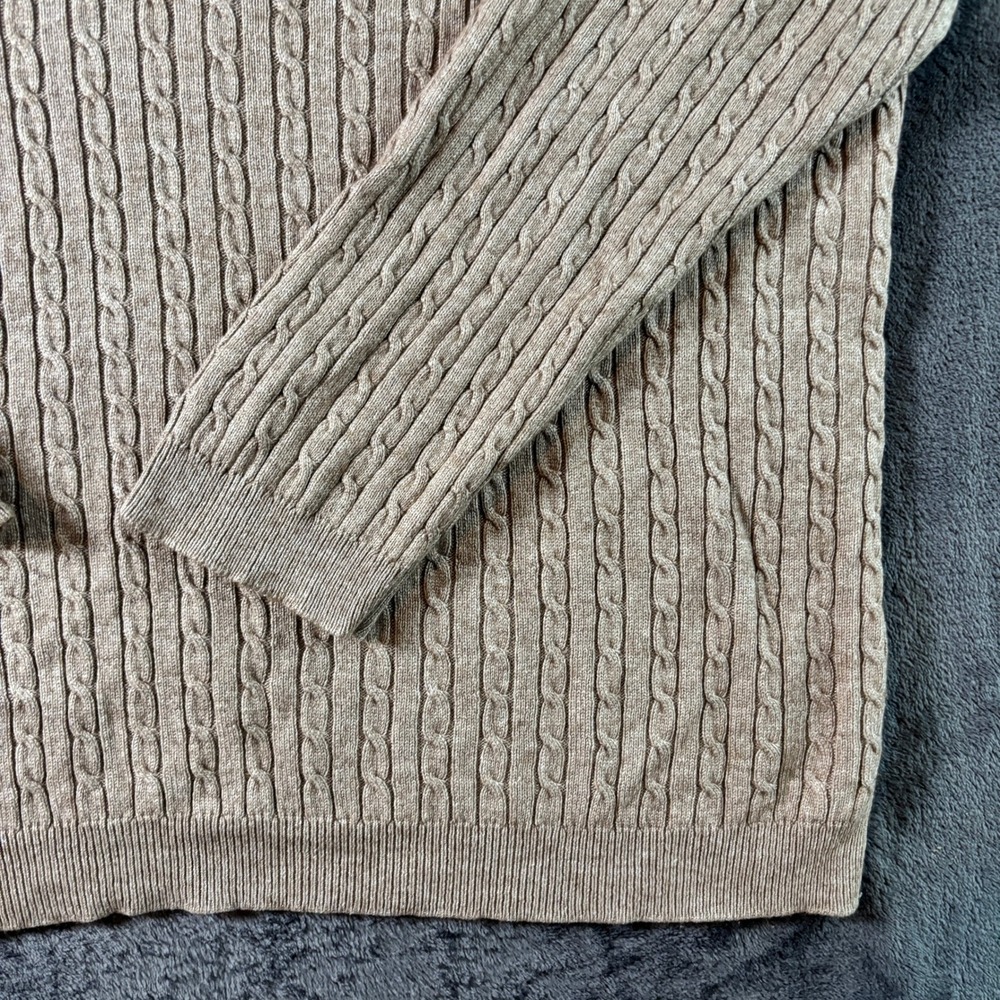 Lauren Ralph Lauren Womens‎ 3X Tan Silk Cashmere Cable Knit Deep V-Neck Sweater - Picture 10 of 10
